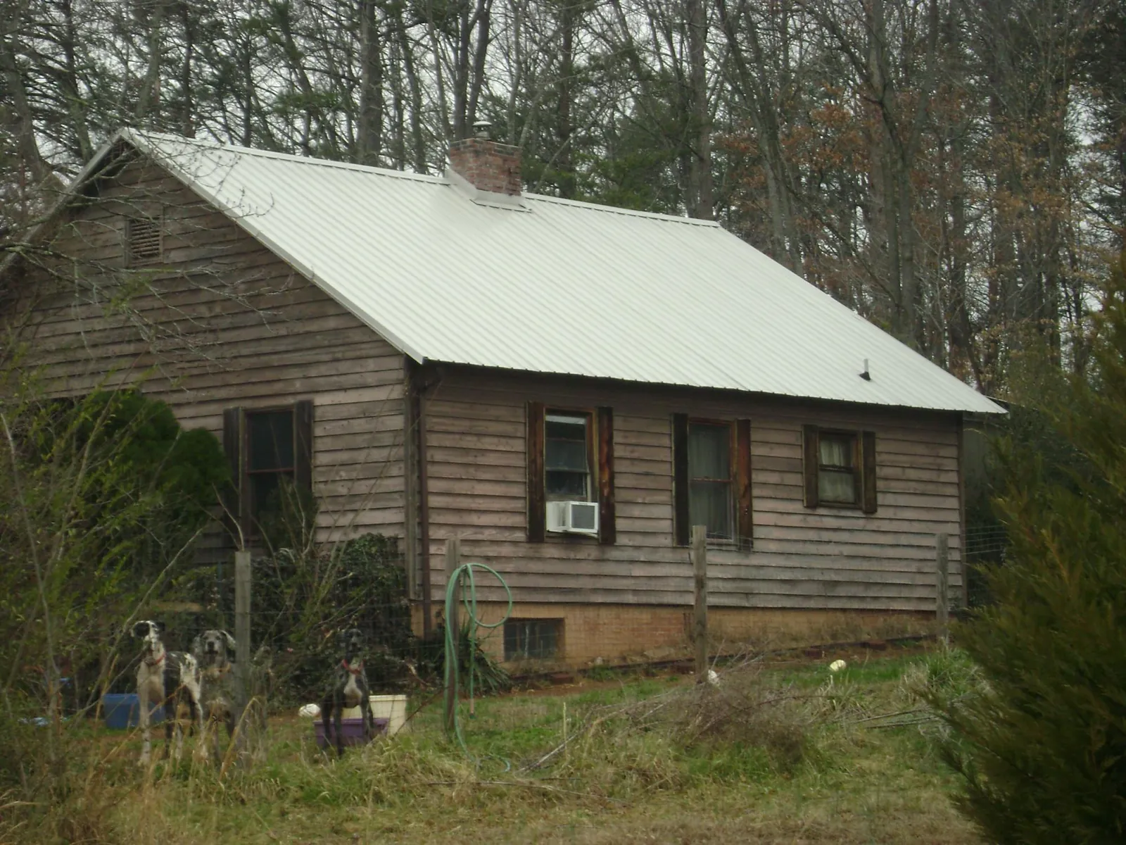 White metal roof on an old wood sided farmhouse, from a Asphalt Shingle Roof Repair job in Belton